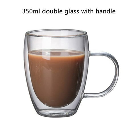 

Letter Printed Transparent Creative Glass Coffee Tea Drinks Dessert Breakfast Milk Cup Glass Mugs Handle Drinkware