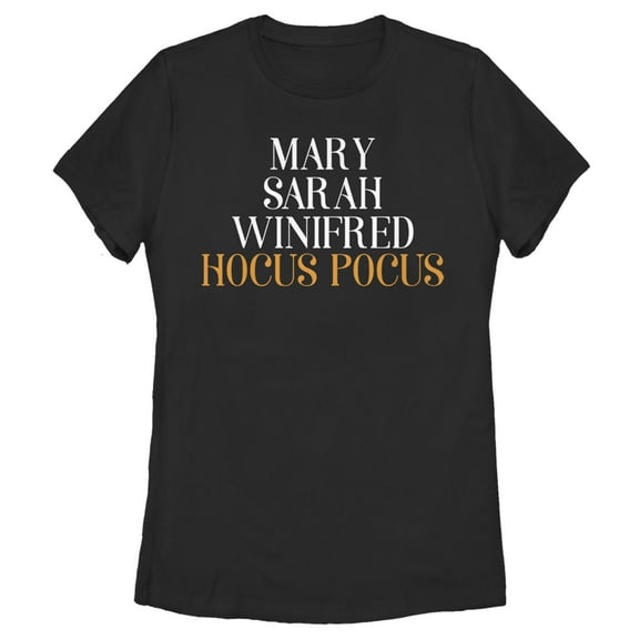 Women's Hocus Pocus Sanderson Sister Names Graphic Tee Black Medium