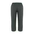 thumbnail image 4 of Musuos Women Casual Wide Leg Pants Cotton Linen Capri Cropped Baggy Pants e Trousers, 4 of 9