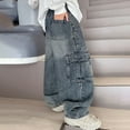 thumbnail image 6 of Kiijoy Big Boys Loose Fit Cargo Jeans Casual Sports Pull On Denim Pants, Sizes 7-8, 6 of 8