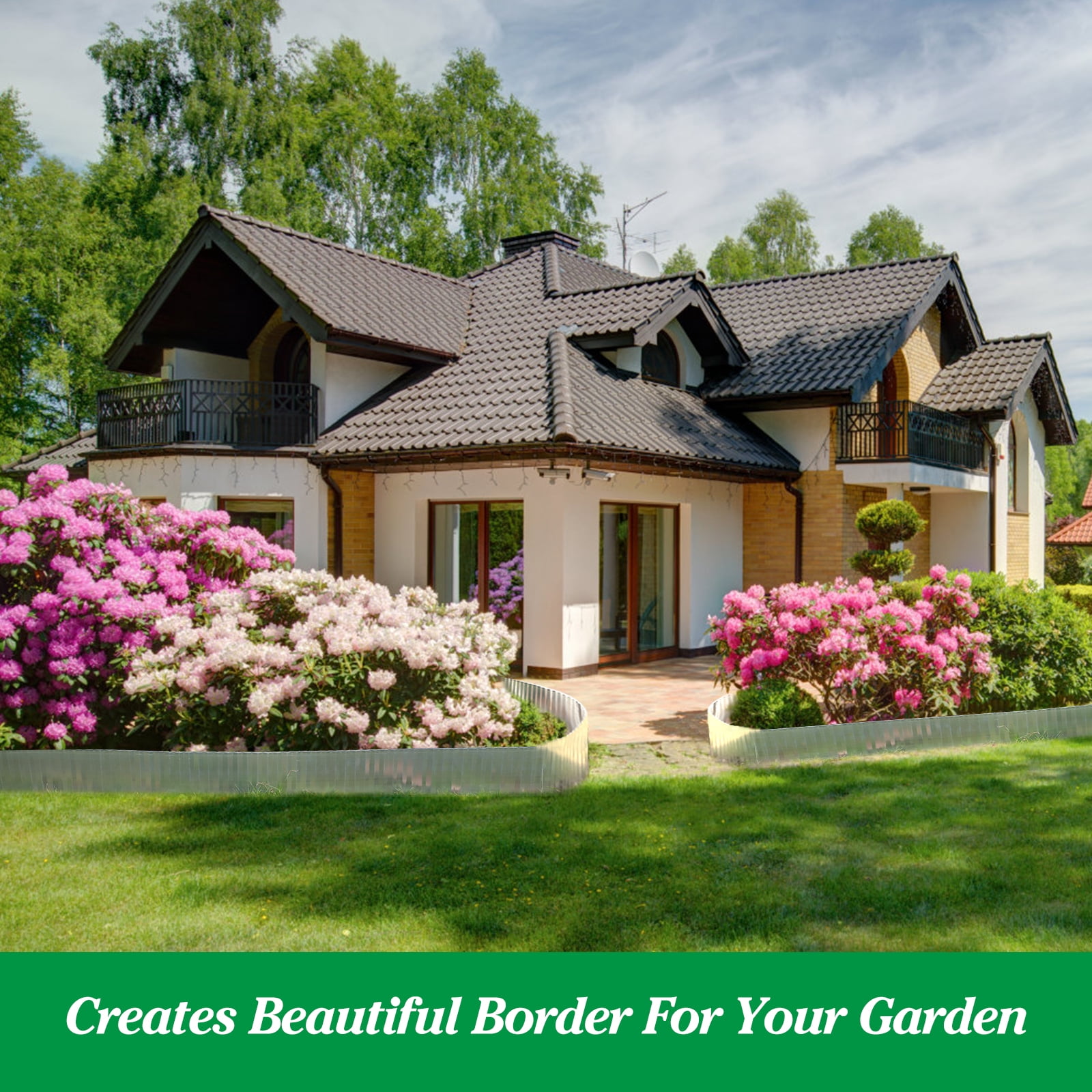 6 in x 40 ft Metal Landscape Paver Edging, Corrugated Garden Edging Border, Sturdy Steel Fence for Garden, Flower Bed Edging, Tree Fence