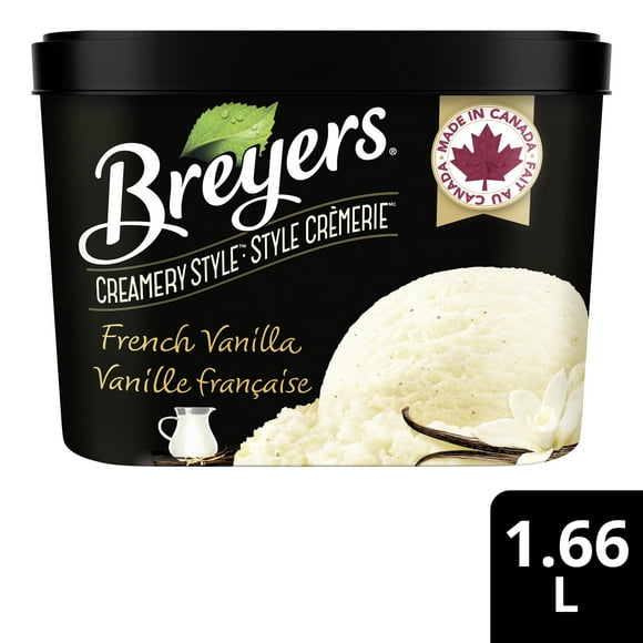Crème Glacée Vanille Française Breyers Style Crèmerie fait au Canada à partir d'ingrédients canadiens et importés 1.66 L Crème glacée