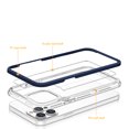 thumbnail image 3 of Xpm Compatible with Apple iPhone 13 Pro (6.1") Slim Hybrid Transparent Rubber Gummy Hard PC Silicone TPU Color Frame Shockproof [ Clear / Blue ], 3 of 4