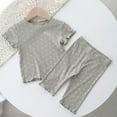 thumbnail image 3 of 1-6T Kids Baby Girls Soft Comfy Capri Sleepwear Short Sleeve Tops with Capri Pants Two-Piece Pjs Lounge Sets, 3 of 5