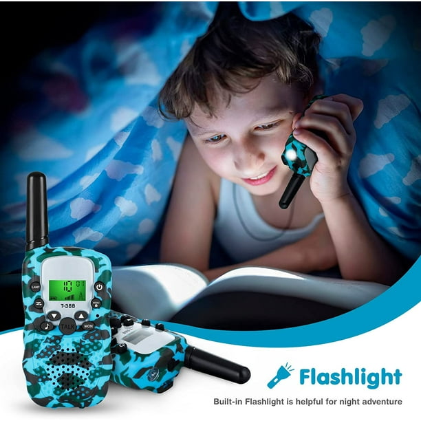 Talkie-walkie pour enfants, jouets pour garçons de 3 à 12 ans avec lampe de  poche LCD rétroéclairée, talkie-walkie pour enfants longue portée 22 canaux  radio bidirectionnelle pour randonnée camping, cadeau d'anniversaire de