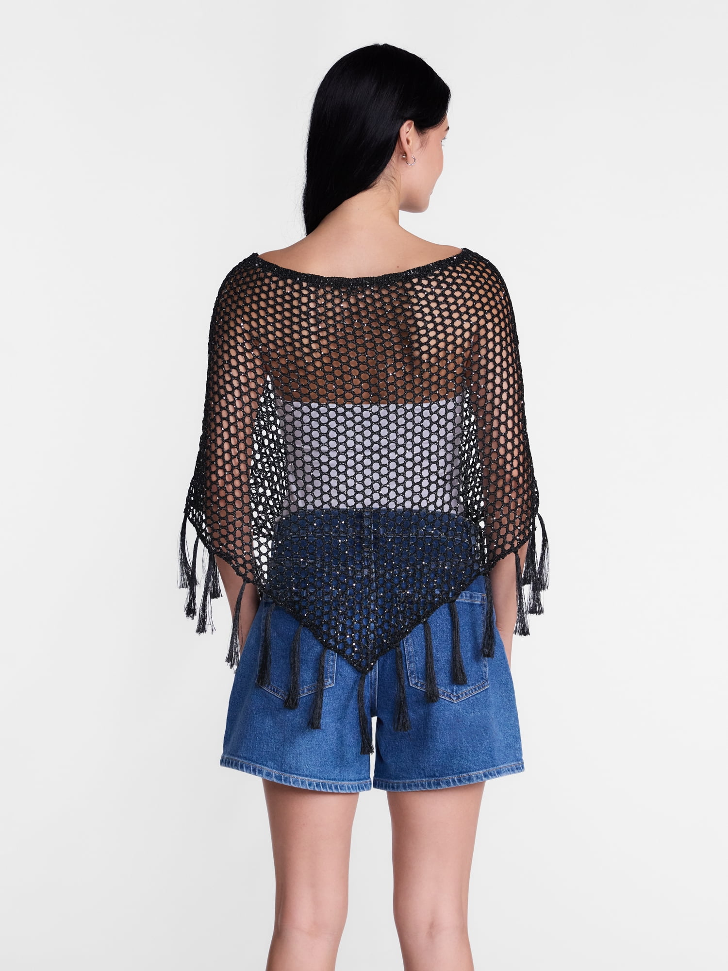 Madden NYC Women's Sequin Poncho, Sizes XS-XXL