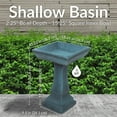 thumbnail image 6 of Sunnydaze Simply Square Freestanding Glass Fiber Reinforced Concrete Outdoor Bird Bath, Green, 6 of 17