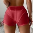 thumbnail image 3 of Hvot&aat Women's Casual Elastic Waist Shorts Drawstring Ruched Beach Cover Up Shorts Solid Color Summer Mesh Sheer Shorts, 3 of 6