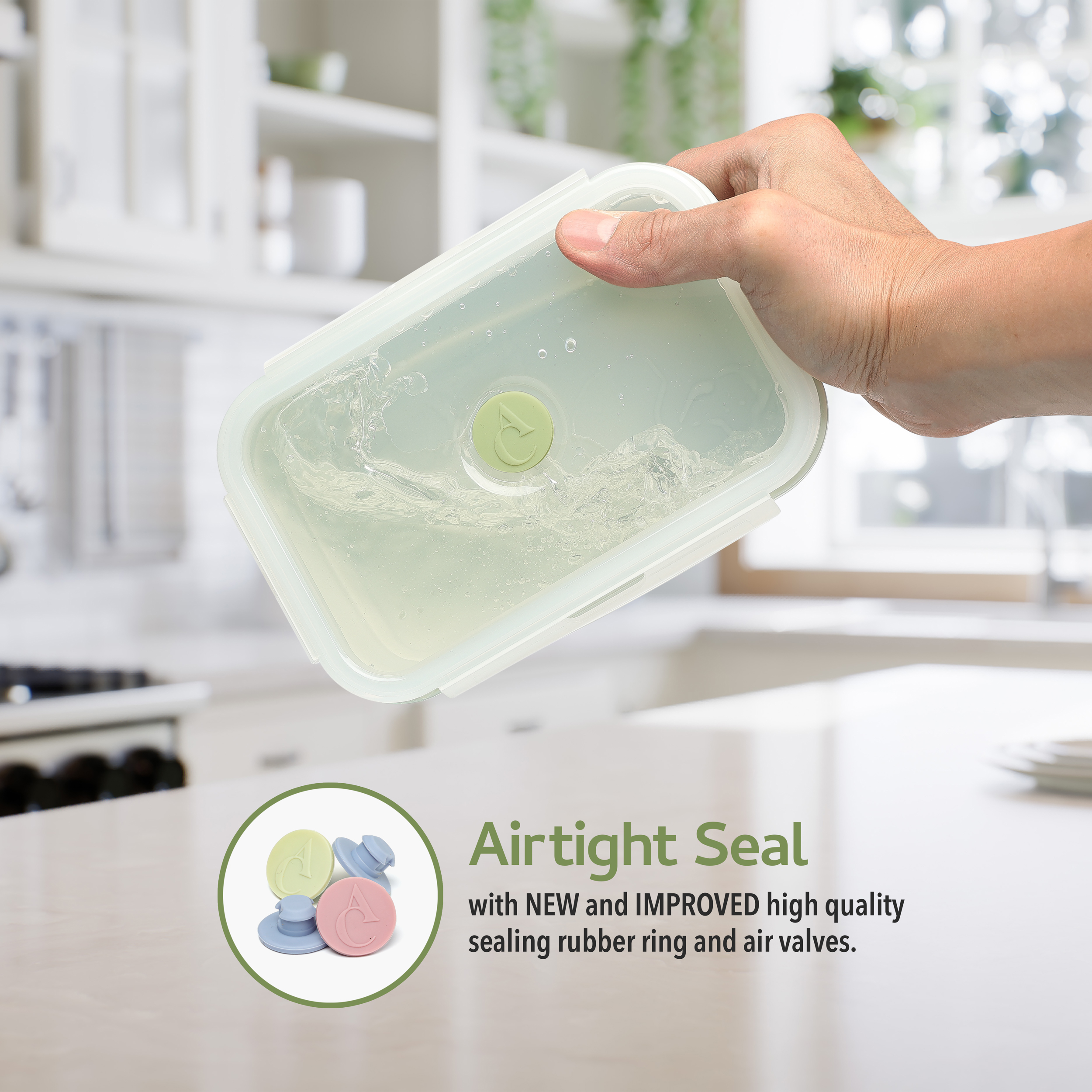 ICHC Collapsible Food Storage Containers - Reusable 4-Piece Set of Airtight Silicone Lunch Boxes