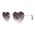 thumbnail image 2 of Hippie Flower Petal Beveled Lens Heart Shape Rimless Sunglasses Gold Smoke, 2 of 4