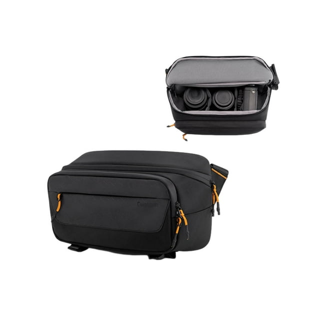 Cwatcun D133 Medium Camera Chest Bag - Nylon & PVC Waterproof, Multi-Functional with Adjustable Partition Storage, Shoulder/Handheld/ Design, Tripod Strap, Scratch-Resistant for DSLR/Mirrorless