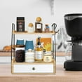 thumbnail image 5 of 2 Tier Bathroom Counter Organizer with Drawer, Wood Bathroom Storage Shelf Counter for Cosmetic Vanity Tray Kitchen Spice Rack Coffee Station Organizer, Bathroom Decor, 5 of 8