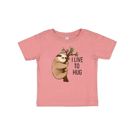 

Inktastic I Live to Hug- cute sloth on a branch Gift Baby Boy or Baby Girl T-Shirt