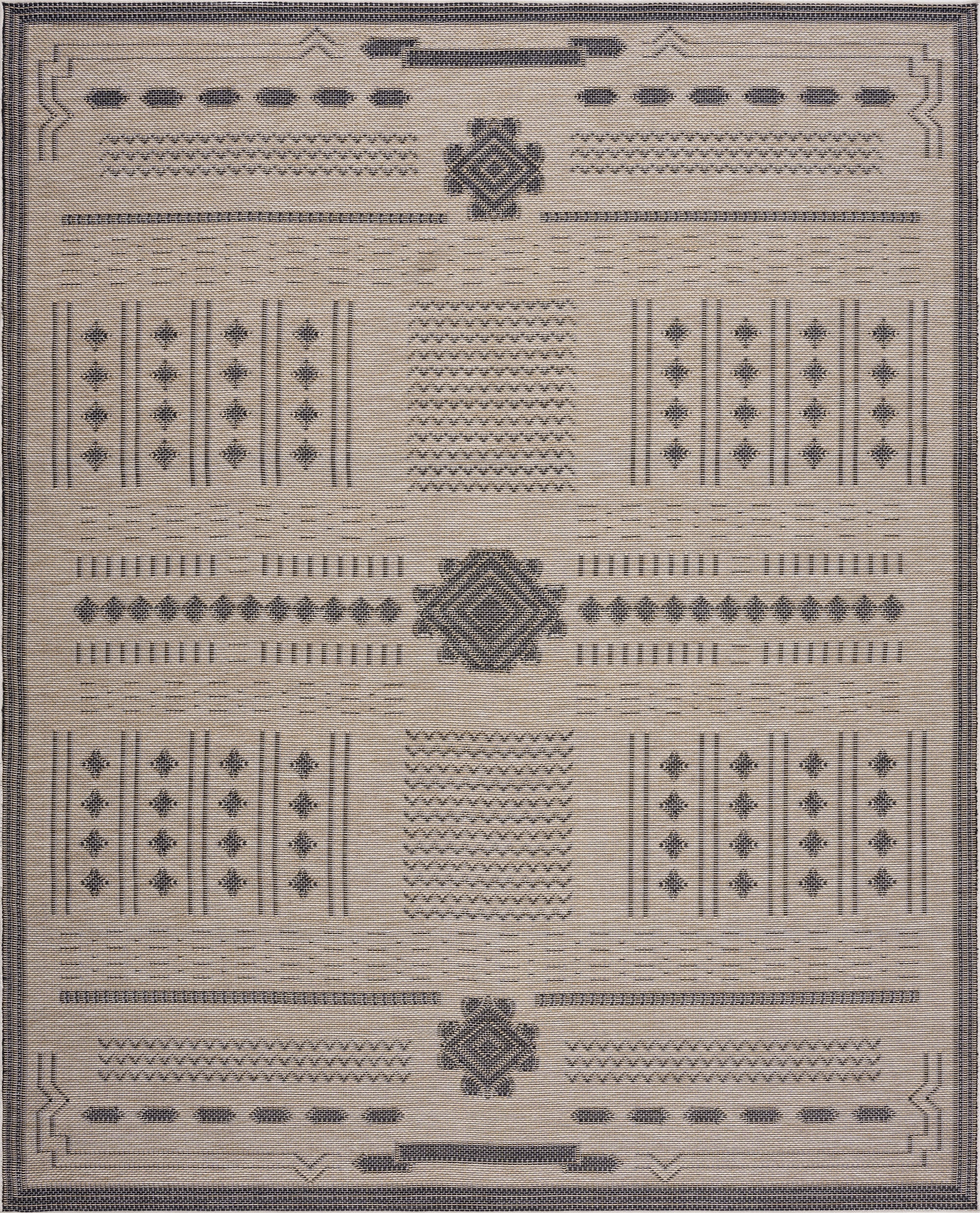 Bliss Rugs Bailey Transitional 5' x 7' Black and Natural Indoor Outdoor Area Rug