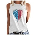 thumbnail image 2 of Wycnly Womens 4th of July Tank Tops Comfy Loose Fit Independence Day Patriotic Vest Shirts Summer Fashion Heart US Flag Print Round Neck Sleeveless Blouse White l, 2 of 5