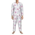thumbnail image 3 of Fuzoiu Heart Rabbit Print Men's Long-Sleeved Pajama,Lounge Button Down Nightwear,Mens Notch Collar Pajama Set -XX-Large, 3 of 7