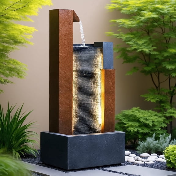 Smart Big-Sized Outdoor Waterfall Fountain - Outdoor Garden Water Feature with Zen Water Falls for Outside Garden & Home/Office Use (Classic A)