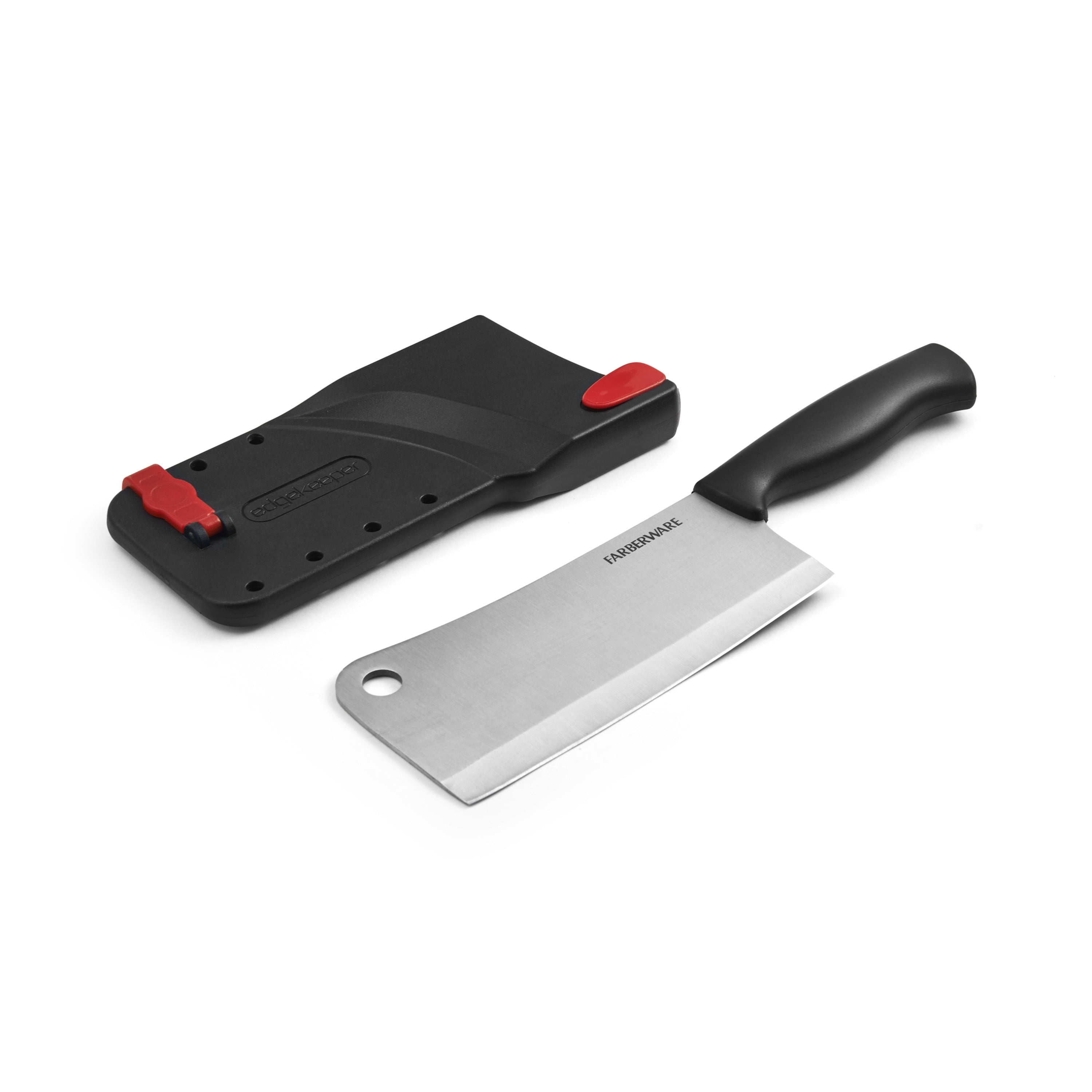 Farberware Edgekeeper Classic 6-inch Cleaver Knife with Black Self-Sharpening Sleeve and Handle