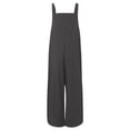 thumbnail image 4 of Womens Cotton Linen Adjustable Casual Summer Bib Overalls Jumpsuits with Pockets Gray 4XL, 4 of 5