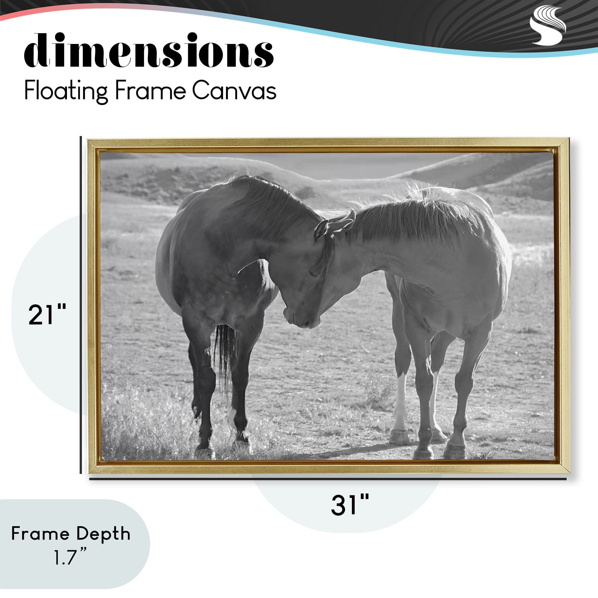 Stupell Industries Sweet Nothings Bond Between Horses Gold Framed Floater Canvas Wall Art, design by Steve Toole