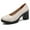 Beige, variant on Women's Mary Janes Platform Pumps Mid-Heel Round Toe Slip-on Uniform Oxfords Dress Shoes Beige 5 US