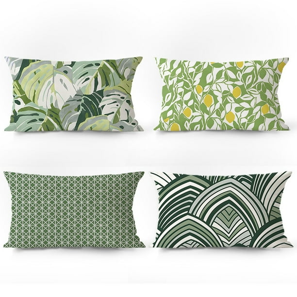Juego de fundas de almohada de felpa verde botánico de 40 x 60 cm (2 piezas)
