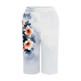 thumbnail image 4 of AWXNJUX Women's Shorts Women's Fashion Summer Casual Striped Printed Stretch High Waist Knee Loose Beach Shorts with Pockets Shorts Women Ladies Shorts (White,S), 4 of 5