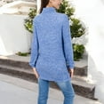 thumbnail image 5 of Women's Ribbed Knit Turtleneck Tunic Sweater with Front Pockets - Medium, Blue, 5 of 6