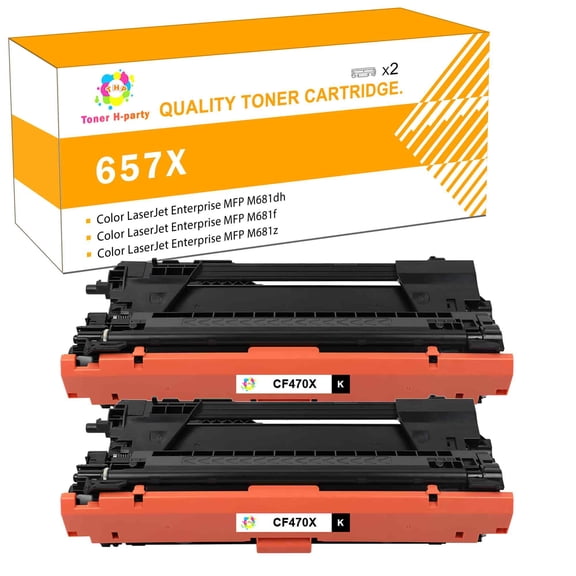 Toner H-Party Compatible Toner Cartridge Replacement for HP CF470 CF470X to Use with HP Color LaserJet Enterprise MFP M681dh M681f M681f M681z M682z (2*Black, 2 Pack)