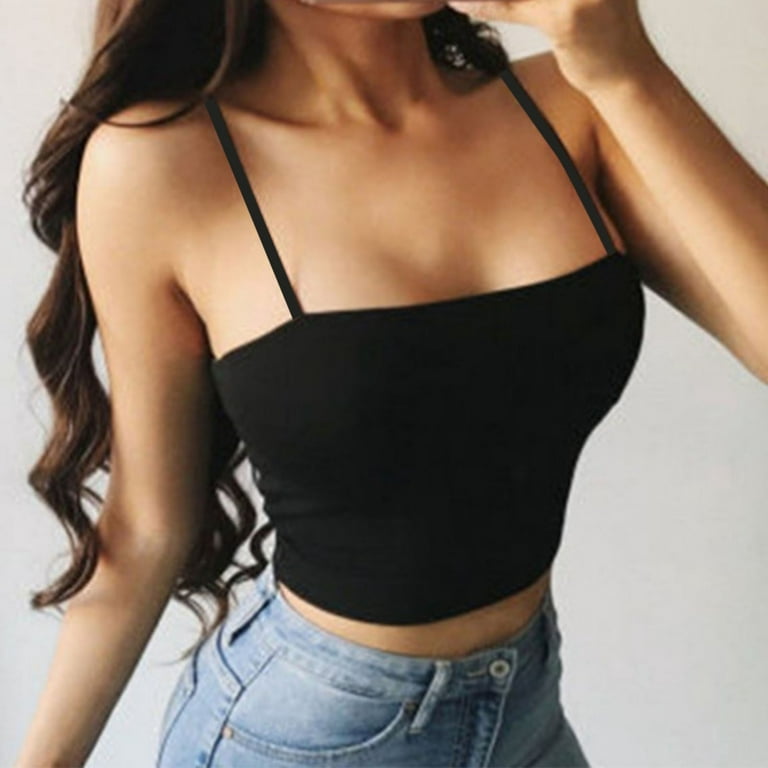 Generic Female Summer Crop Tank Top Women Fashion Deep V Lace Bras  Embroidery Floral Tank Top Bra Wrapped Chest Padded Bra(#black 7) @ Best  Price Online