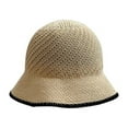thumbnail image 6 of SikaFu Knitted Bucket Hat Women Spring Summer Hollow Breathable Sunshade Fisherman Hats Versatile Straw Holiday Foldable Sun Cap, 6 of 6