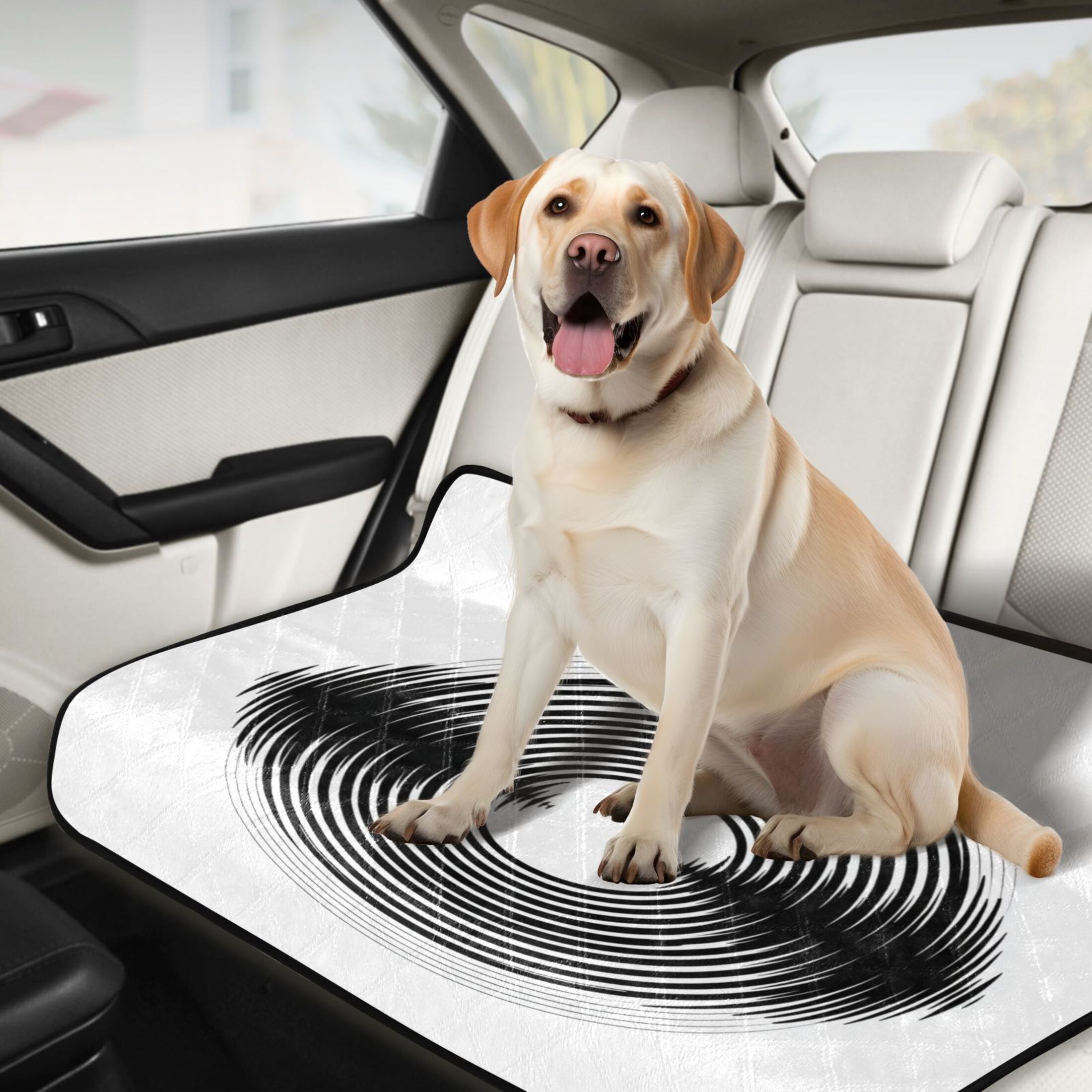 IAUYY Washable Pee Pads for Dogs Smallx3 Absorbent and Leak-Proof Non-Slip Reusable Puppy Pee Pads for Dogs Applicable to Playpen Potty Crate Black and White Circular Art