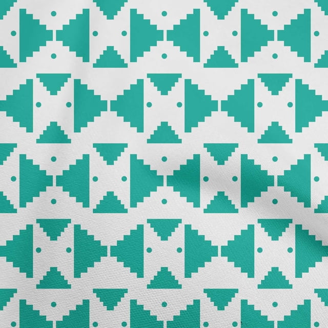 oneOone Rayon Sea Green Fabric Geometric Craft Projects Decor Fabric Printed By The Yard 56 Inch Wide