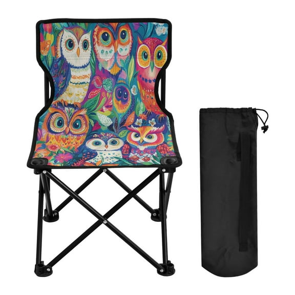 YAZAOO Camping Chairs Modern Fantasy Owls Amidst Petals Pattern Folding chair