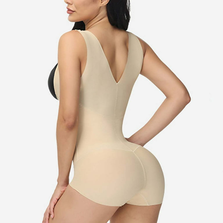 Homgro Women's High Waist Cami Body Shaper Backless Tummy Control Open Bust  Seamless Slimming Bodysuit Shapewear Underwear Nude 8-10