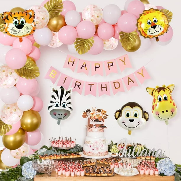AOWEE Animal Birthday Party Decorations for Girls,Pink Theme Happy Birthday Decoration Jungle Safari Party Supplies Animal Party Balloons for Baby Shower Girls Birthday AOWEE Animal Birthday Party Decorations for Girls,Pink Theme Happy Birthday Decoration Jungle Safari Party Supplies Animal Party Balloons for Baby Shower Girls Birthday