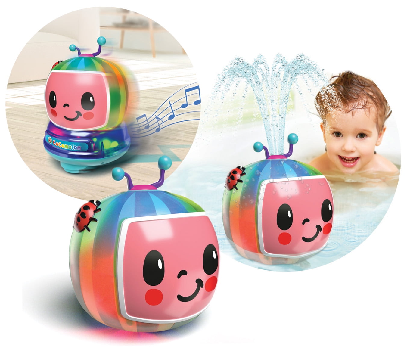 Spark Cocomelon 2-in-1 Spraying Bath Toy with LED Lights for Boys & Girls Ages 3 and up