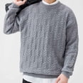 thumbnail image 6 of QTBIUQ Sweater Men Casual Round Neck Patchwork Long Sleeve Striped Knit Sweater Gray, 6 of 6