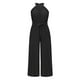 thumbnail image 3 of VISgogo Traje de una pieza para mujer, mono de pierna ancha plisado con vendaje en la cintura sin mangas en color sólido VISgogo moda, 3 of 6