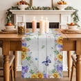 thumbnail image 2 of Table Runner - 70 Inch Long, Spring Wildflowers Kitchen Dining Table Runner Dresser Scarves, Watercolor Floral Leaf Wood Grain Farmhouse Decor for Coffee Tables Wedding Party Banquet, 2 of 8