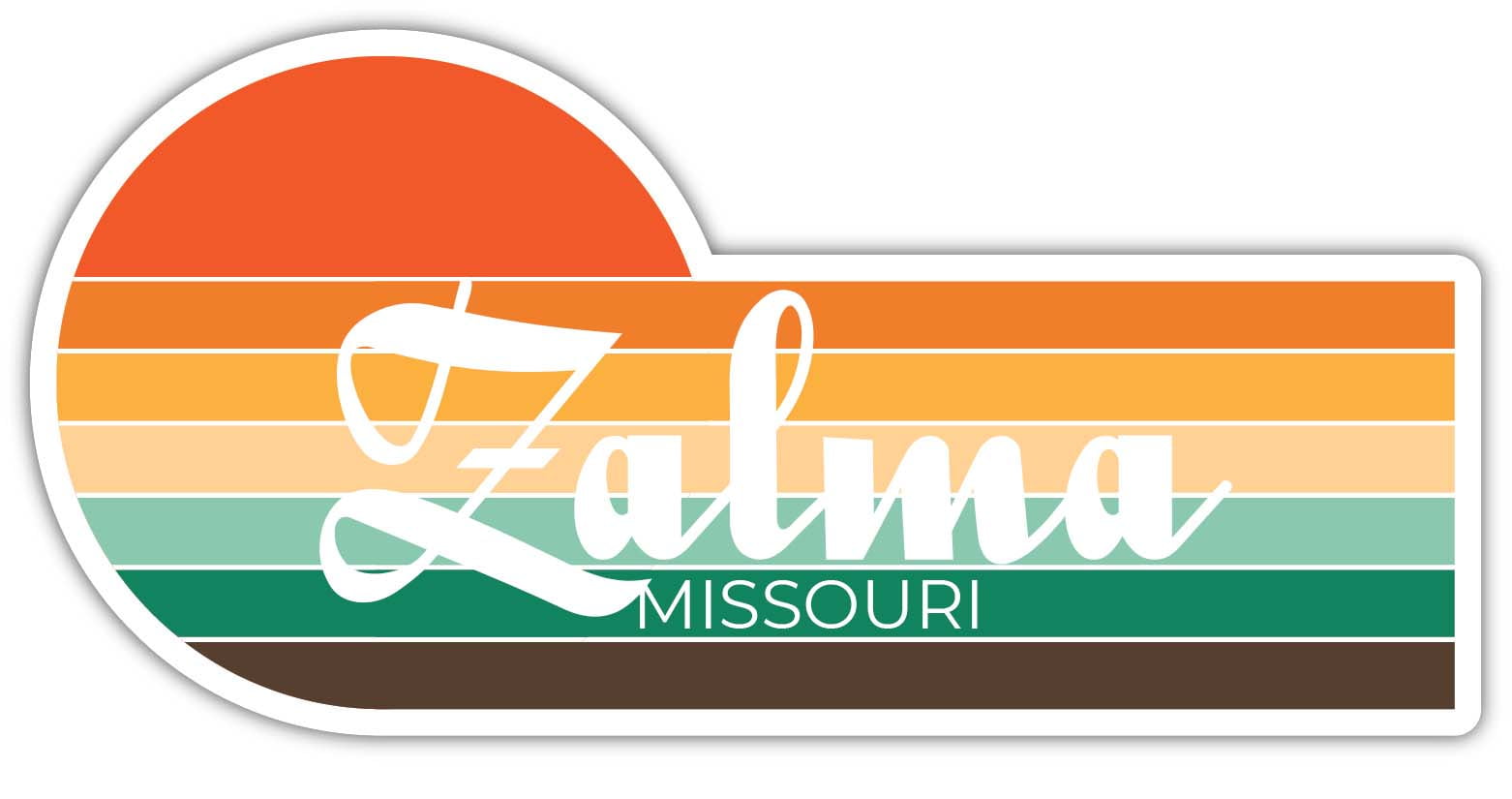 Zalma Missouri 4 x 2.25 Inch Sticker Retro Vintage Sunset City 70s