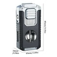 thumbnail image 3 of 5 in 1 Cigar Lighter with Cigar Cutter V Cut, Cigar Punch, Cigar Draw Enhancer, Cigar Holder, Refillable Butane Torch Lighter Gift for Men, Windproof Triple Jet Flame Lighter for Smoking, 3 of 9
