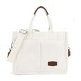 thumbnail image 1 of 2 Uds Bolsas Tote De Pana Con Múltiples Bolsillos Para Mujer blanco, 1 of 4