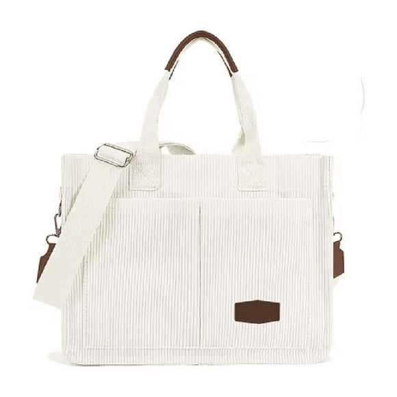 2 Uds Bolsas Tote De Pana Con Múltiples Bolsillos Para Mujer blanco