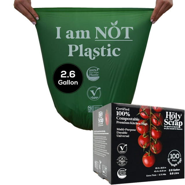 Bolsas de basura ¡SANTA CHATARRA! 2.6 galones, 9.84 litros, 100% compostables, 100 paquetes