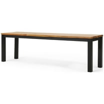 GDF Studio Colcord Outdoor Modern Industrial Acacia Wood Bench, Teak and Back
