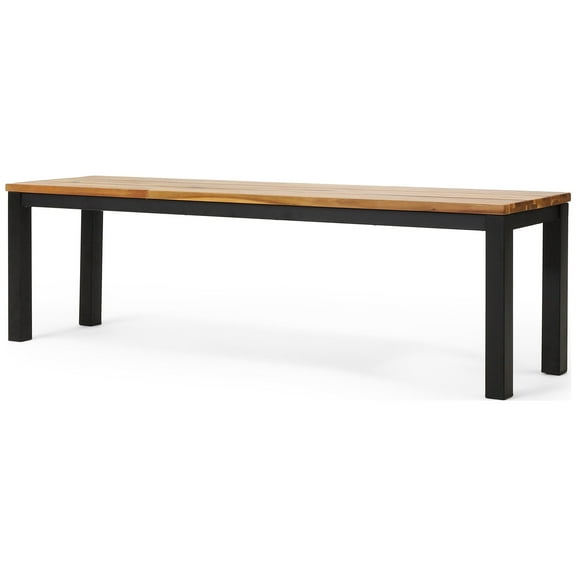 GDF Studio Colcord Outdoor Modern Industrial Acacia Wood Bench, Teak and Back