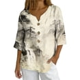 thumbnail image 2 of Xuyuer Solid Button Shirt Blouse - Women's Fashion Loose Female Neck T-Shirt Style Top for Smart Casual Office Wear, Weekend Brunch Outings & Effortless Minimalist Everyday Style, 2 of 7