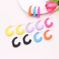 thumbnail image 4 of Ziurtnc 1 Pair Women Earrings Irregular C-shaped Candy Color Smooth Lightweight Ear Jewelry Lady Prom Cocktail Party Ear Hoop, 4 of 8