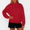 thumbnail image 2 of Mock Neck Sweatshirts for Women Fall Oversized Sweatshirt Casual Comfort Cute Pullover Tops Drop Shoulder Sweaters Red XL, 2 of 6